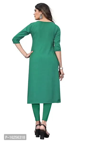 GROWMORE Women's Crepe Digital Print Straight Kurta (S, Green)-thumb2