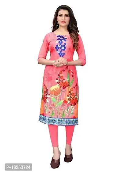 GROWMORE Women's Crepe Digital Print Straight Kurta-thumb0