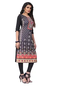 GROWMORE Women's Crepe Digital Print Straight Kurta (XXL, Black)-thumb3