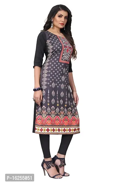 GROWMORE Women's Crepe Digital Print Straight Kurta (XXL, Black)-thumb4