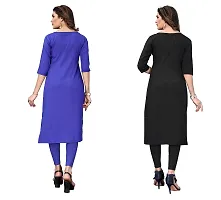 GROWMORE Women's Crepe Digital Print Straight Kurta(Pack of 2) (XL, Blue  Dark Black)-thumb1