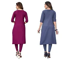 GROWMORE Women's Crepe Digital Print Straight Kurta(Pack of 2) (XL, Purple  Blue Grey)-thumb1