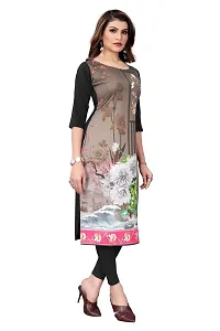 GROWMORE Women's Crepe Digital Print Straight Kurta(Pack of 2) (L, Peach  White Black)-thumb3