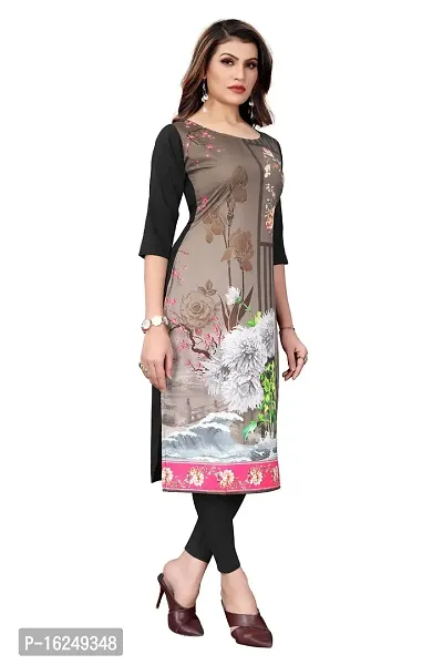 GROWMORE Women's Crepe Digital Print Straight Kurta(Pack of 2) (L, Peach  White Black)-thumb4