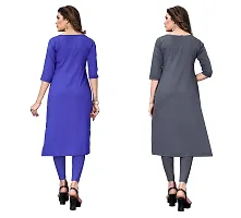 GROWMORE Women's Crepe Digital Print Straight Kurta(Pack of 2) (XL, Blue  Grey)-thumb1