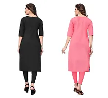 GROWMORE Women's Crepe Digital Print Straight Kurta(Pack of 2) (S, Black  Peach)-thumb1