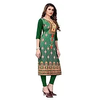 GROWMORE Women's Crepe Digital Print Straight Kurta(Pack of 2) (XL, Green  Coral Pink)-thumb3