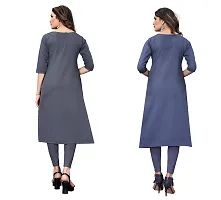 GROWMORE Women's Crepe Digital Print Straight Kurta(Pack of 2) (XXL, Grey  Slate Grey)-thumb1