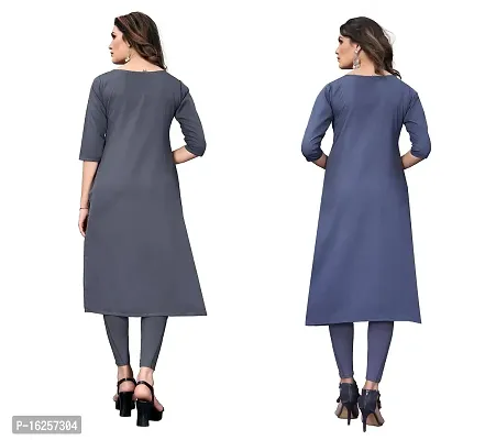 GROWMORE Women's Crepe Digital Print Straight Kurta(Pack of 2) (XXL, Grey  Slate Grey)-thumb2