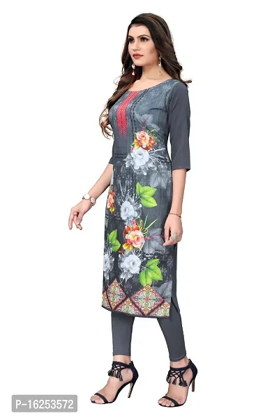 GROWMORE Women's Crepe Digital Print Straight Kurta(Pack of 2) (L, Dark  Light Grey)-thumb4