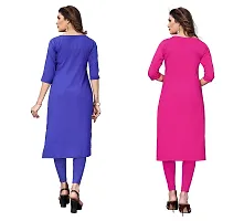 GROWMORE Women's Crepe Digital Print Straight Kurta(Pack of 2) (XL, Blue  HOT Pink)-thumb1