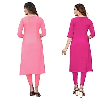 GROWMORE Women's Crepe Digital Print Straight Kurta(Pack of 2) (M, Peach  Pink)-thumb1