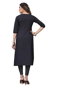 GROWMORE Women's Crepe Digital Print Straight Kurta (XXL, Grey Black)-thumb1