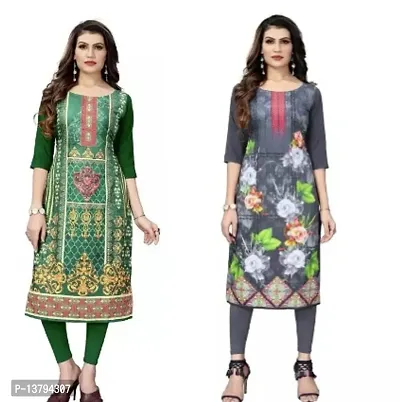 Stylish Women Crepe Kurta Pack of 2-thumb0