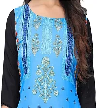 GROWMORE Women's Crepe Digital Print Straight Kurta (XXL, Light Blue)-thumb4