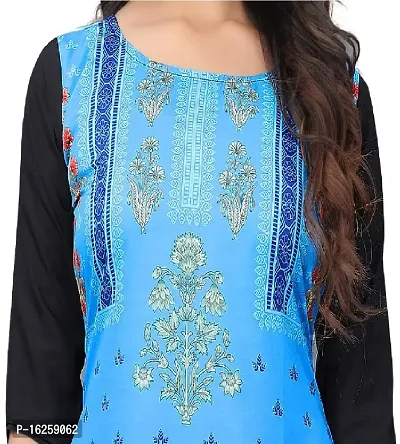 GROWMORE Women's Crepe Digital Print Straight Kurta (XXL, Light Blue)-thumb5