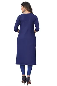 GROWMORE Women's Crepe Digital Print Straight Kurta (XXL, Dark Blue)-thumb1