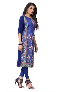 GROWMORE Women's Crepe Digital Print Straight Kurta (XXL, Dark Blue)-thumb3