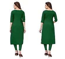 GROWMORE Women's Crepe Digital Print Straight Kurta(Pack of 2) (S, Green  Green)-thumb1