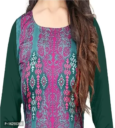 GROWMORE Women's Crepe Digital Print Straight Kurta (XL, Green)-thumb5