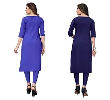 GROWMORE Women's Crepe Digital Print Straight Kurta(Pack of 2) (XL, Blue  Indigo Blue)-thumb1