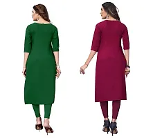 GROWMORE Women's Crepe Digital Print Straight Kurta(Pack of 2) (XXL, Green  DEEP Pink)-thumb1