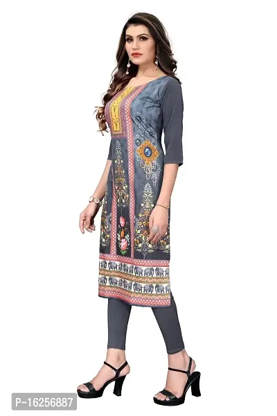 GROWMORE Women's Crepe Digital Print Straight Kurta(Pack of 2) (M, Black  Grey)-thumb4