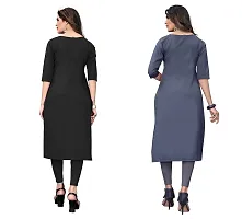 GROWMORE Women's Crepe Digital Print Straight Kurta(Pack of 2) (XXL, Black  DIP Grey)-thumb1