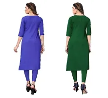 GROWMORE Women's Crepe Digital Print Straight Kurta(Pack of 2) (L, Blue  Light Green)-thumb1