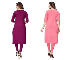 GROWMORE Women's Crepe Digital Print Straight Kurta(Pack of 2) (L, Purple Peach)-thumb1