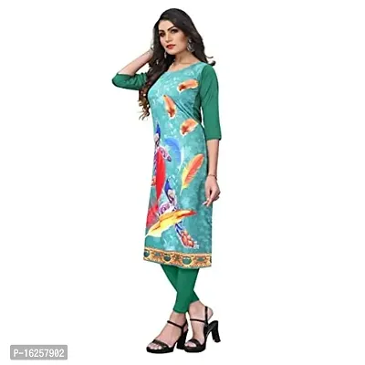 GROWMORE Women's Crepe Digital Print Straight Kurta(Pack of 2) (L, Green  Dark Green)-thumb4