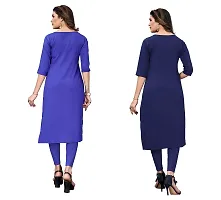 GROWMORE Women's Crepe Digital Print Straight Kurta(Pack of 2) (XL, Blue  Dark Blue)-thumb1