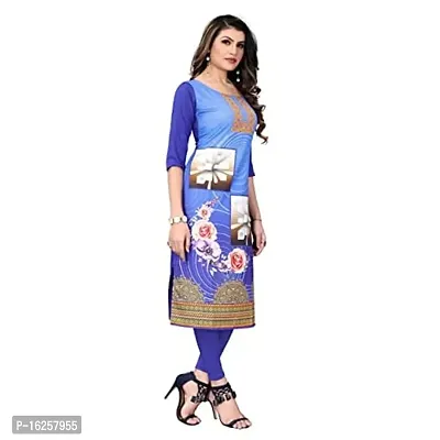 GROWMORE Women's Crepe Digital Print Straight Kurta(Pack of 2) (XXL, Blue  Peach)-thumb4