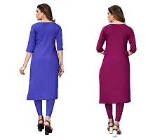 GROWMORE Women's Crepe Digital Print Straight Kurta(Pack of 2) (M, Blue  Purple)-thumb1