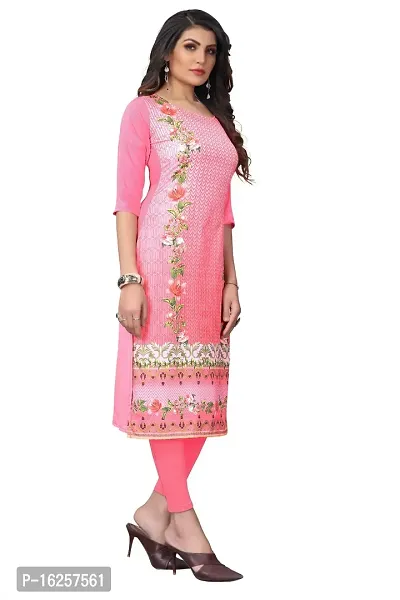 GROWMORE Women's Crepe Digital Print Straight Kurta(Pack of 2) (L, Peach  Rose Pink)-thumb3