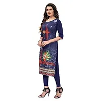 GROWMORE Women's Crepe Digital Print Straight Kurta(Pack of 2) (XL, Blue  Dark Blue)-thumb3