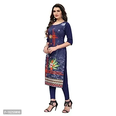 GROWMORE Women's Crepe Digital Print Straight Kurta(Pack of 2) (XL, Blue  Dark Blue)-thumb4