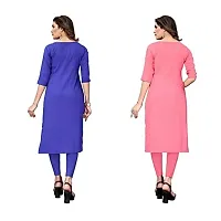 GROWMORE Women's Crepe Digital Print Straight Kurta(Pack of 2) (XXL, Blue  Coral Pink)-thumb1