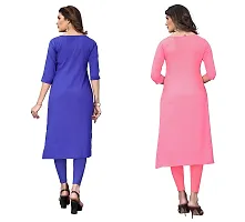 GROWMORE Women's Crepe Digital Print Straight Kurta(Pack of 2) (XXL, Blue  Tomato Pink)-thumb1