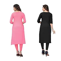 GROWMORE Women's Crepe Digital Print Straight Kurta(Pack of 2) (XL, Peach  Dark Black)-thumb1