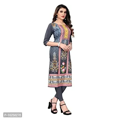 GROWMORE Women's Crepe Digital Print Straight Kurta(Pack of 2) (XL, Grey  HOT Pink)-thumb4