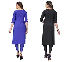 GROWMORE Women's Crepe Digital Print Straight Kurta(Pack of 2) (XL, Blue  RED Black)-thumb1