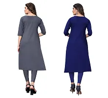 GROWMORE Women's Crepe Digital Print Straight Kurta(Pack of 2) (L, Grey  Navy Blue)-thumb1