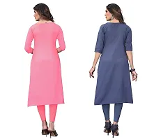 GROWMORE Women's Crepe Digital Print Straight Kurta(Pack of 2) (M, Peach  Blue Grey)-thumb1