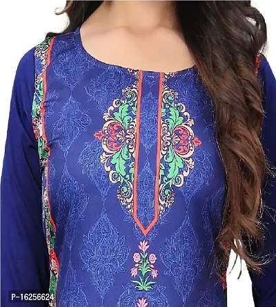 GROWMORE Women's Crepe Digital Print Straight Kurta (XXL, Dark Blue)-thumb5