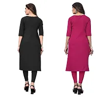 GROWMORE Women's Crepe Digital Print Straight Kurta(Pack of 2) (XL, Black  DEEP Pink)-thumb1