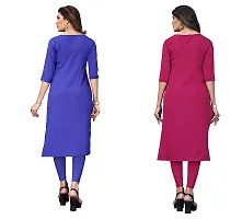 GROWMORE Women's Crepe Digital Print Straight Kurta(Pack of 2) (XL, Blue  DEEP Pink)-thumb2