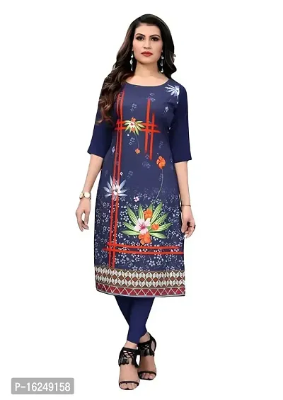 GROWMORE Women's Crepe Digital Print Straight Kurta-thumb0