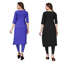 GROWMORE Women's Crepe Digital Print Straight Kurta(Pack of 2) (L, Blue  White Black)-thumb1