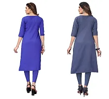 GROWMORE Women's Crepe Digital Print Straight Kurta(Pack of 2) (M, Blue  Blue Grey)-thumb1